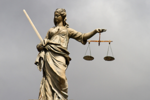 Statue of Lady Justice at Dublin Castle in Dublin, Ireland